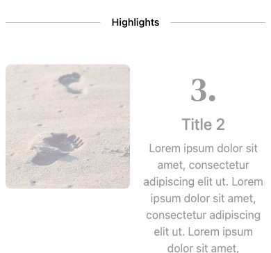 Cocoa iOS feed — second pass showing a footprint-in-sand Highlights card with descriptive copy expanded.